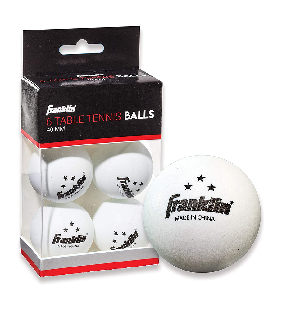 Pelotas de Tenis de Mesa Franklin Sports 40mm 3 Estrellas Pack 6 Ping Pong