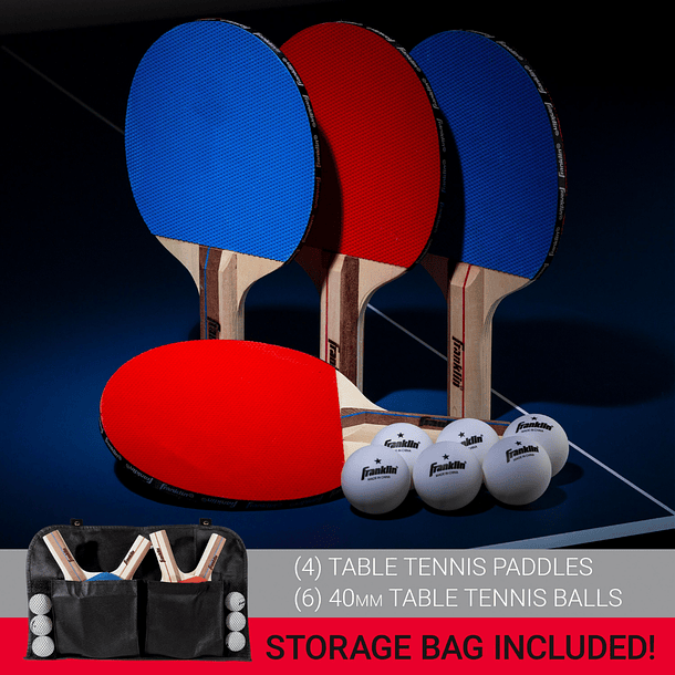 Paletas de Tenis de Mesa Franklin Sports Set 4 Paletas con Bolsa 8