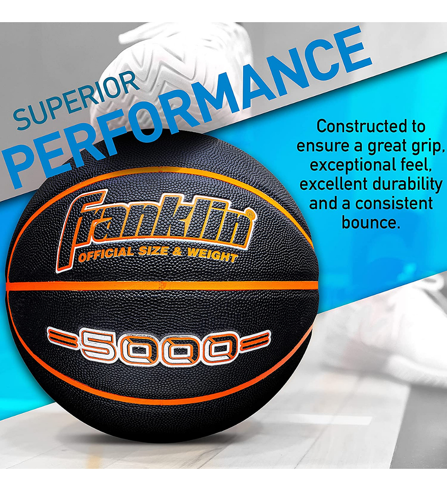 Balón Basketball Franklin Sports 5000 Negro Naranja Tamaño 7