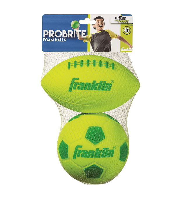 Balón de Espuma Mini Fútbol y Fútbol Americano Amarillo Franklin Sports Pro Brite 2 Unidades