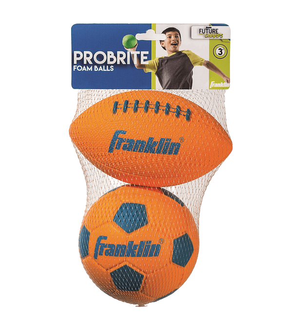 Balón de Espuma Mini Fútbol y Fútbol Americano Naranja Franklin Sports Pro Brite 2 Unidades