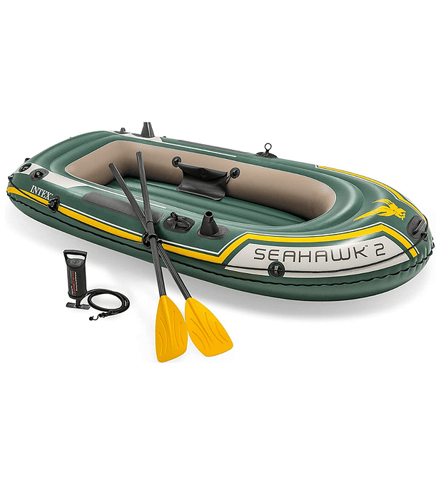 Bote Inflable Intex Seahawk 2 Set + Remos + Inflador Capacidad 240 Kg