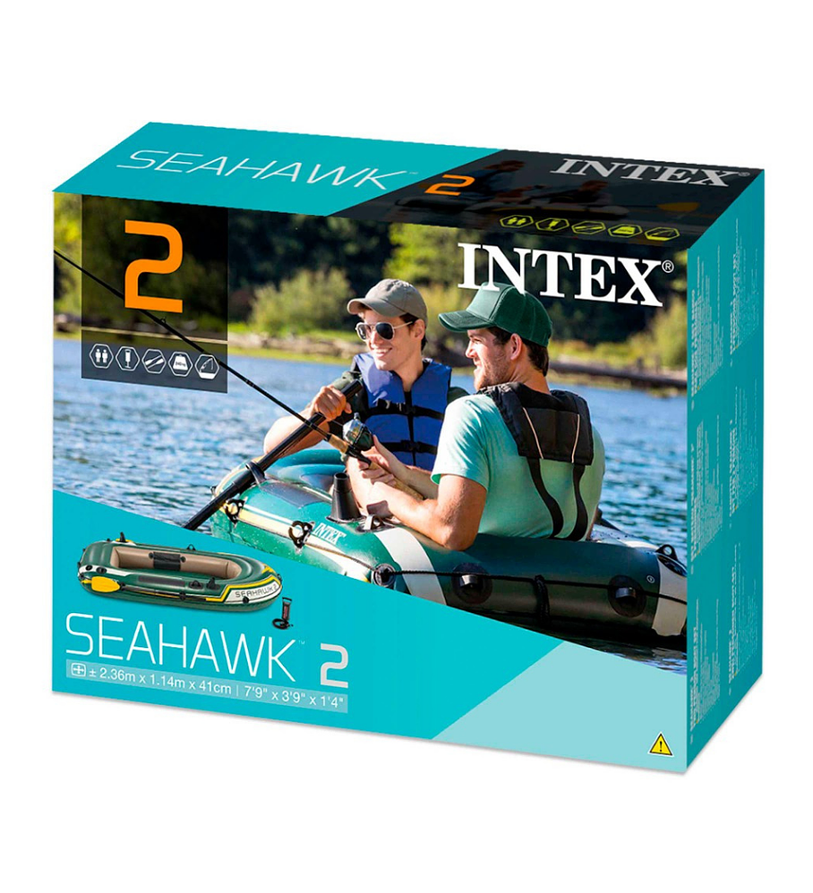 Bote Inflable Intex Seahawk 2 Set + Remos + Inflador Capacidad 240 Kg