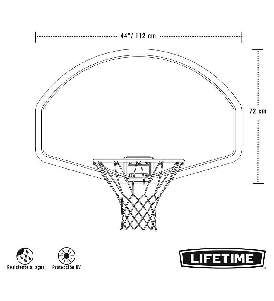 Aro de Basketball Lifetime Tablero Polietileno 112 x 72 cm 44″ Classic