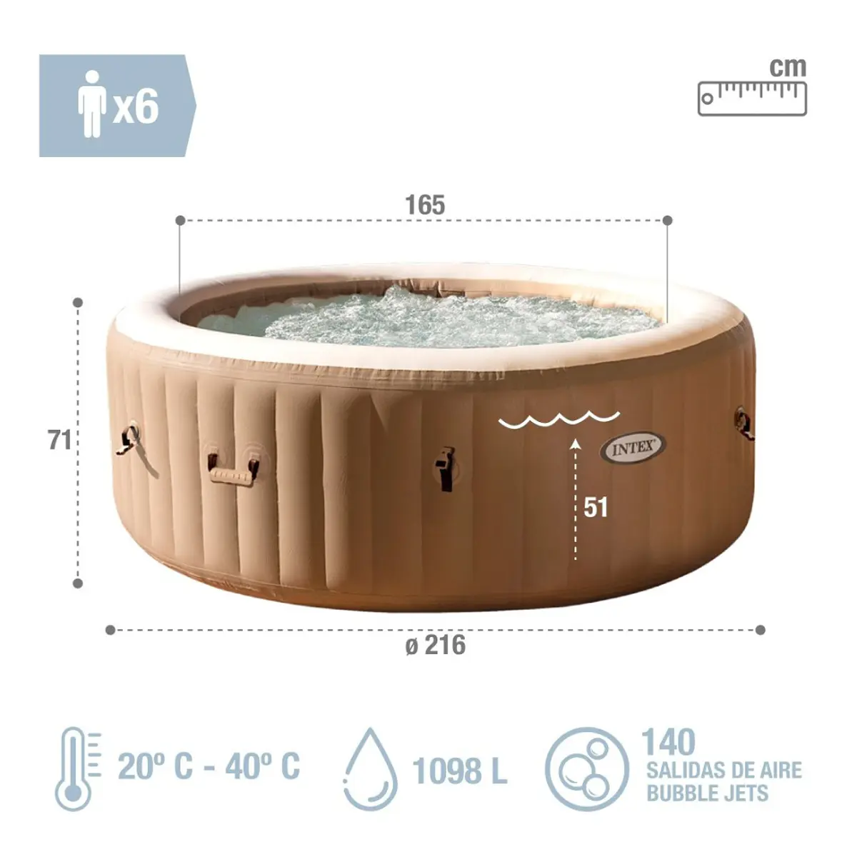 Spa Hot Tub Inflable Intex Bubble Massage 6 Personas