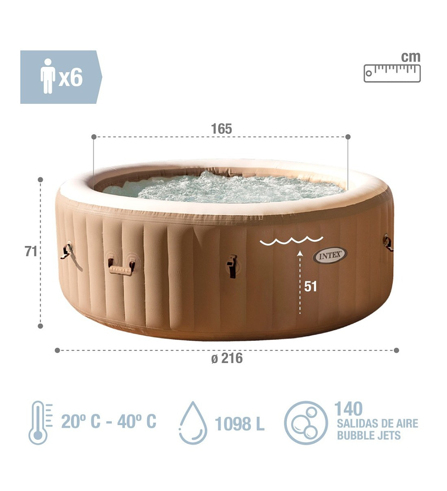 Spa Hot Tub Inflable Intex Bubble Massage 6 Personas