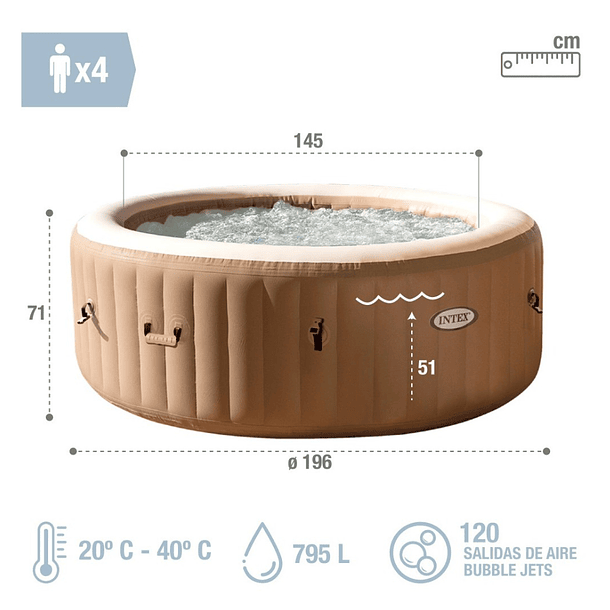 Spa Hot Tub Inflable Intex Bubble Massage 4 Personas 3