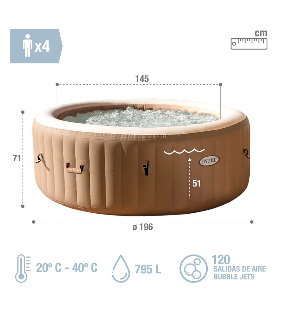 Spa Hot Tub Inflable Intex Bubble Massage 4 Personas