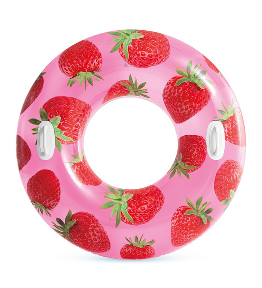 Flotador Inflable Redondo Intex con Sujetadores 107 Cm Tropical Fruit Tube Frutilla