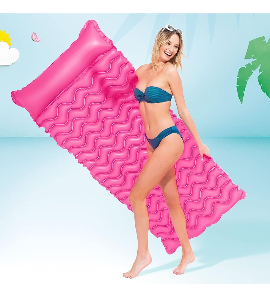 Flotador Inflable Mat Intex 229x86 Cm Tote-n-Float Rosado