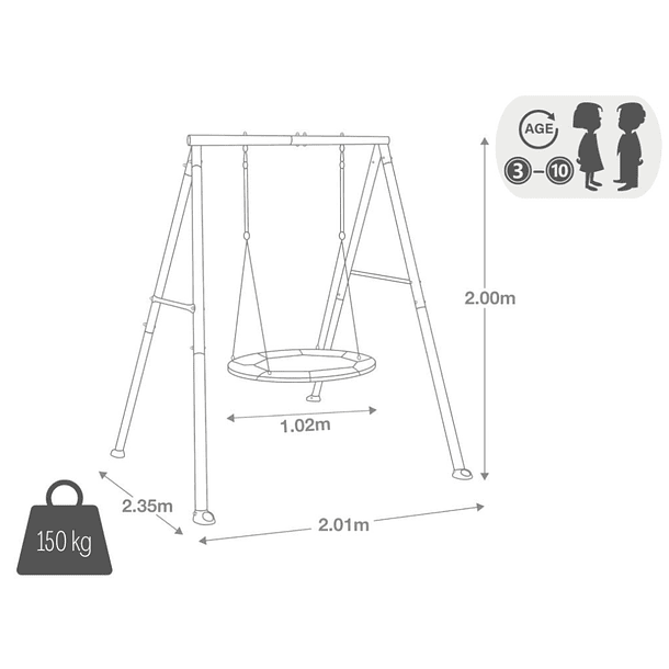 Set Columpio Nido Octogonal Intex Saucer Swing Set Gris 9