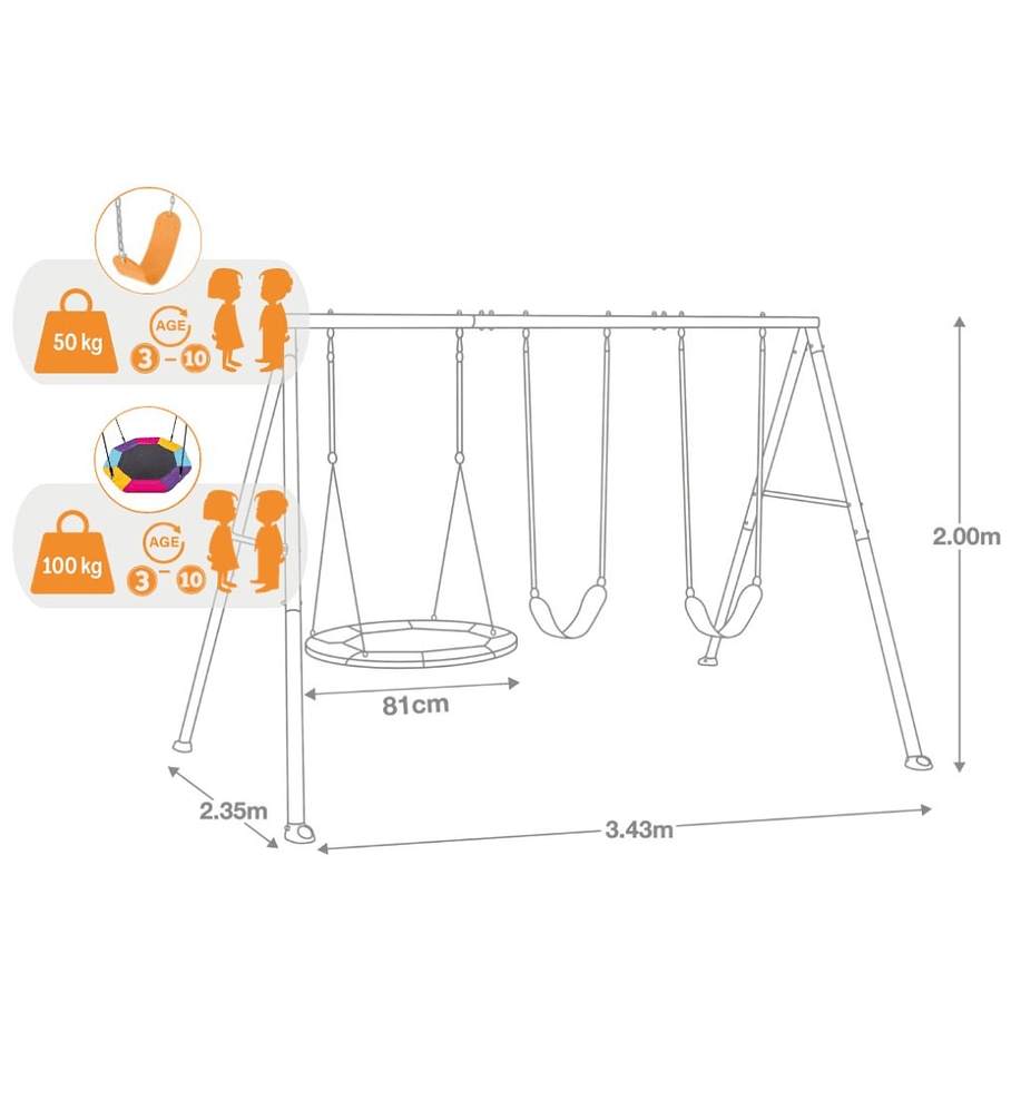 Set Columpio de 3 Accesorios Intex Three Feature Swing Set Gris Mod 2