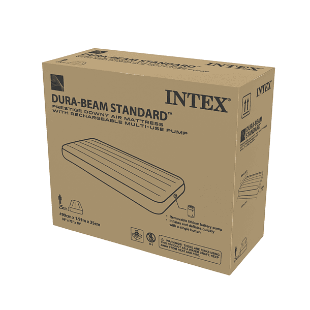 Colchón Inflable Intex 1.5 Plazas 99x191x25 Cm con Bomba Recargable Prestige Downy Airbed 7