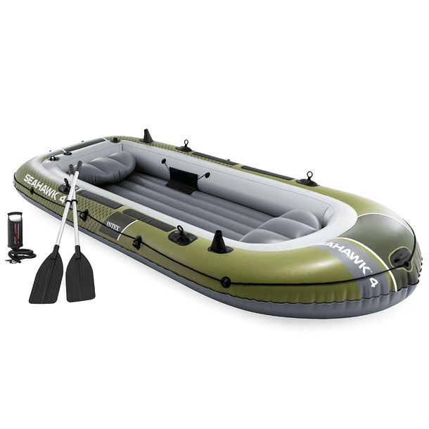 Bote Inflable Intex Seahawk 4 Set Capacidad 480 Kg + Remos + Inflador 1