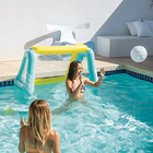Juego Piscina Inflable Intex Arco Fútbol y Waterpolo Fun Goals + Pelota Inflable Celeste Amarillo 2