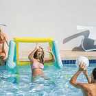 Juego Piscina Inflable Intex Arco Fútbol y Waterpolo Fun Goals + Pelota Inflable Celeste Amarillo 7