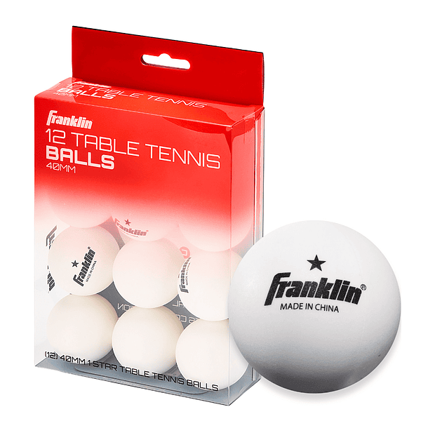 Pelotas de Tenis de Mesa Franklin Sports 40mm 1 Estrella Blanca Pack 12 Ping Pong