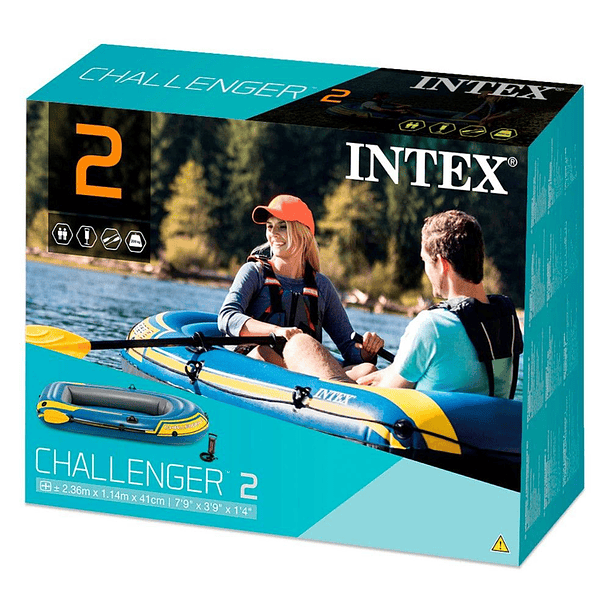 Bote Inflable Intex Challenger 2 Set + Remos + Inflador Capacidad 200 Kg 7