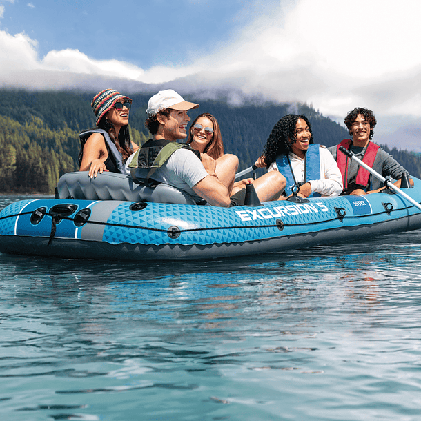 Bote Inflable Intex Excursion 5 Set Capacidad 600 Kg + Remos + Inflador
