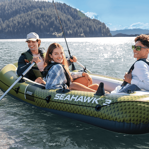 Bote Inflable Intex Seahawk 3 Set Capacidad 360 Kg + Remos + Inflador 16