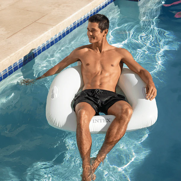 Flotador Inflable Intex Asiento con Respaldo 114x107 cm Pillow Lounge Blanco