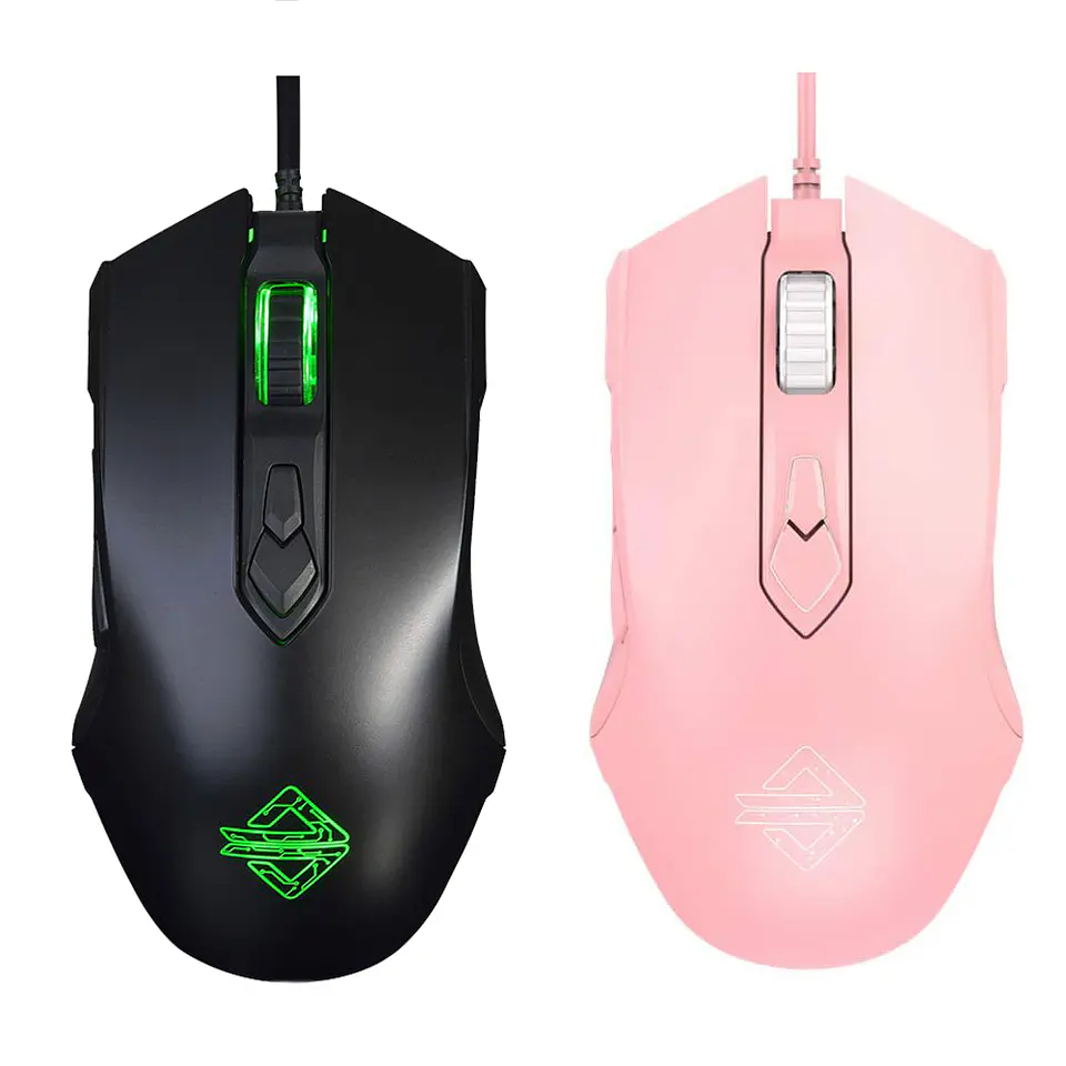 Mouse Gamer Rgb Ajazz Aj52 2500 Dpi - Negro - Rosado 1