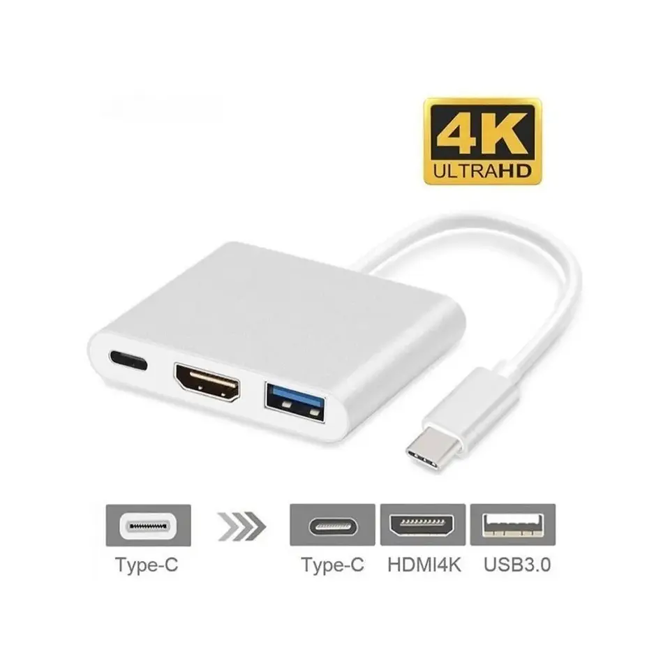 Adaptador Hub 3 En 1 Usb C Hdmi Para Macbook iPad Notebook 1