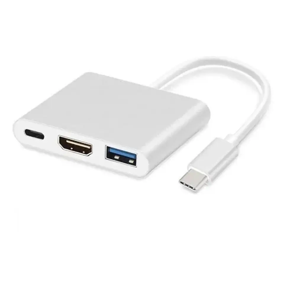 Adaptador Hub 3 En 1 Usb C Hdmi Para Macbook iPad Notebook 2