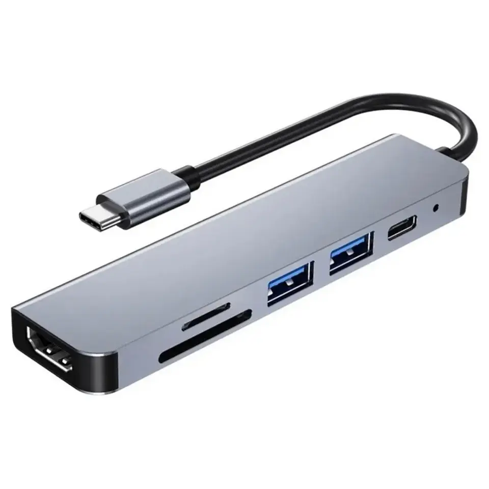 Hub Adaptador Usb C 6 En 1 Para Macbook iPad Tablet Notebook 1
