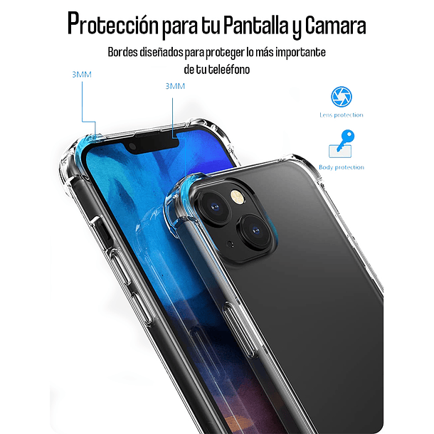 Kit Carcasa para iPhone 13 / Pro / Mini / Max  + Lamina Cerámica + Protector Cámara 3
