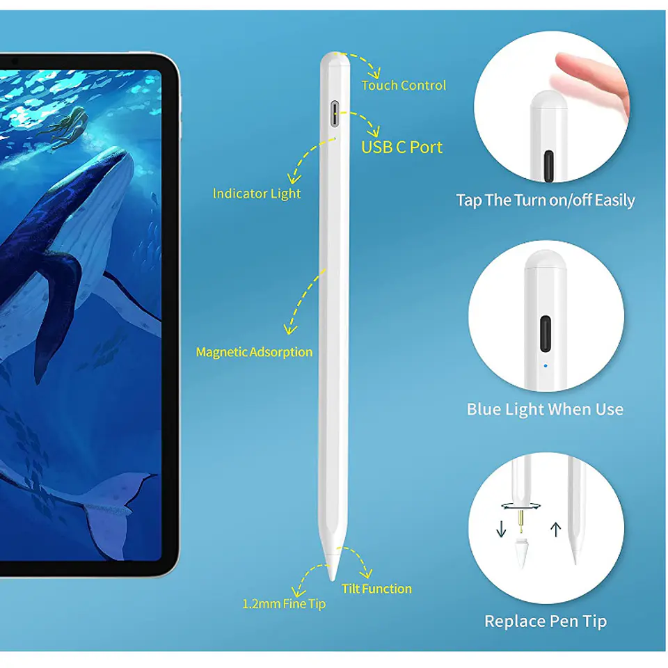 Pencil Lapiz para iPad con Palm Rejection - Máxima precisión 6