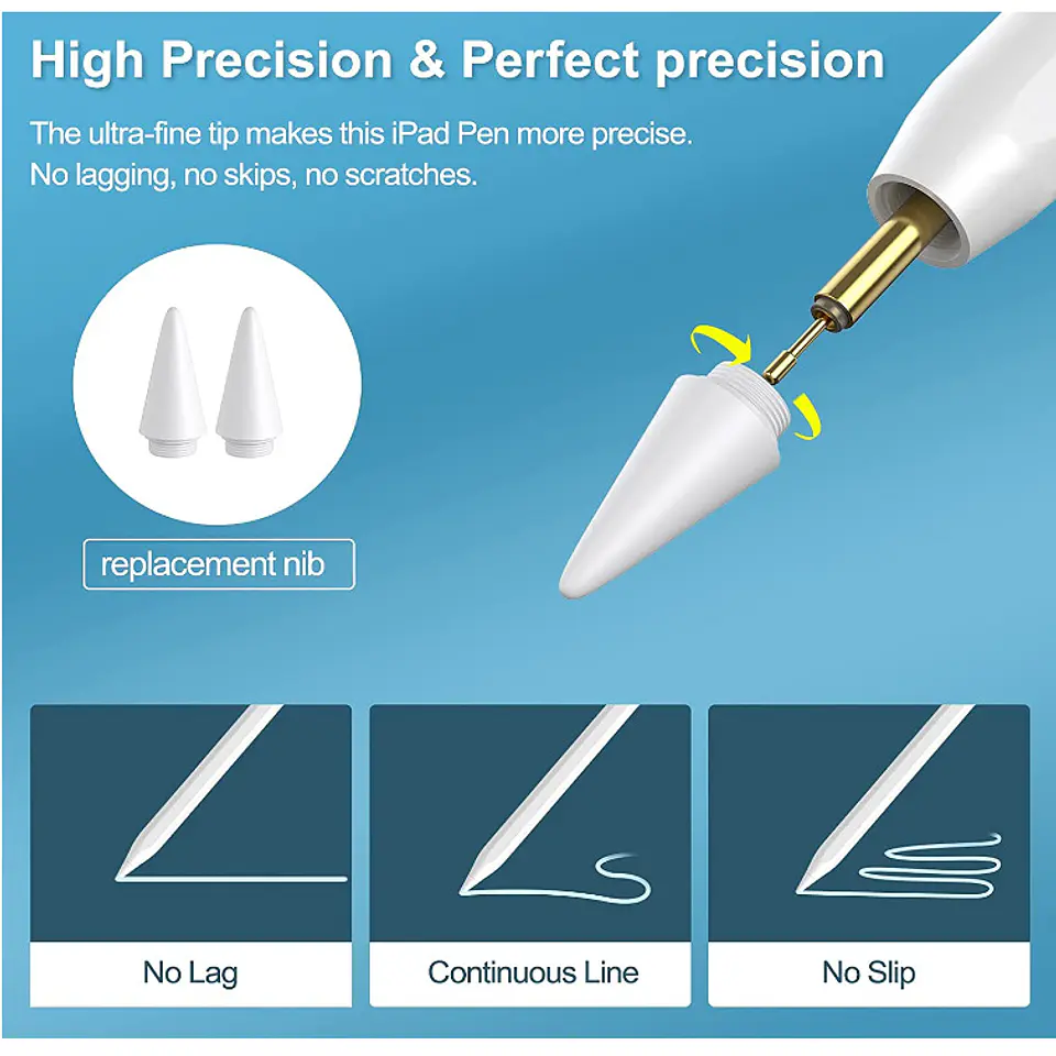 Pencil Lapiz para iPad con Palm Rejection - Máxima precisión 8