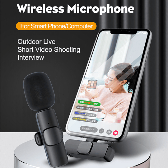 Micrófono inalámbrico para iPhone iPad, micrófono de clip inalámbrico,  micrófono Lavalier inalámbrico, micrófonos inalámbricos, micrófono  Plug-Play
