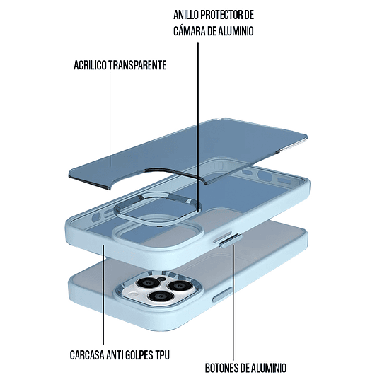 Carcasa antigolpes con borde cámara de aluminio para iPhone 14