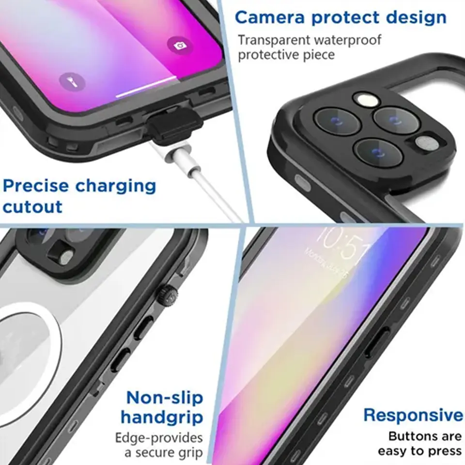 Carcasa Blindada para iPhone 14 Pro / 14 Pro Max Waterproof Antishock IP68 Compatible Magsafe 3