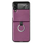 Carcasa Para Samsung Z Flip 3/ Z Flip 4 Cuero Negro Premium Con Anillo - Miniatura 3
