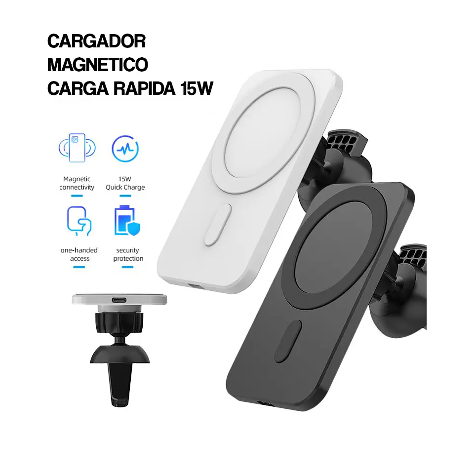Cargador y Soporte Inalambrico Para iPhone Magnético Para Auto Compatible Magsafe 2