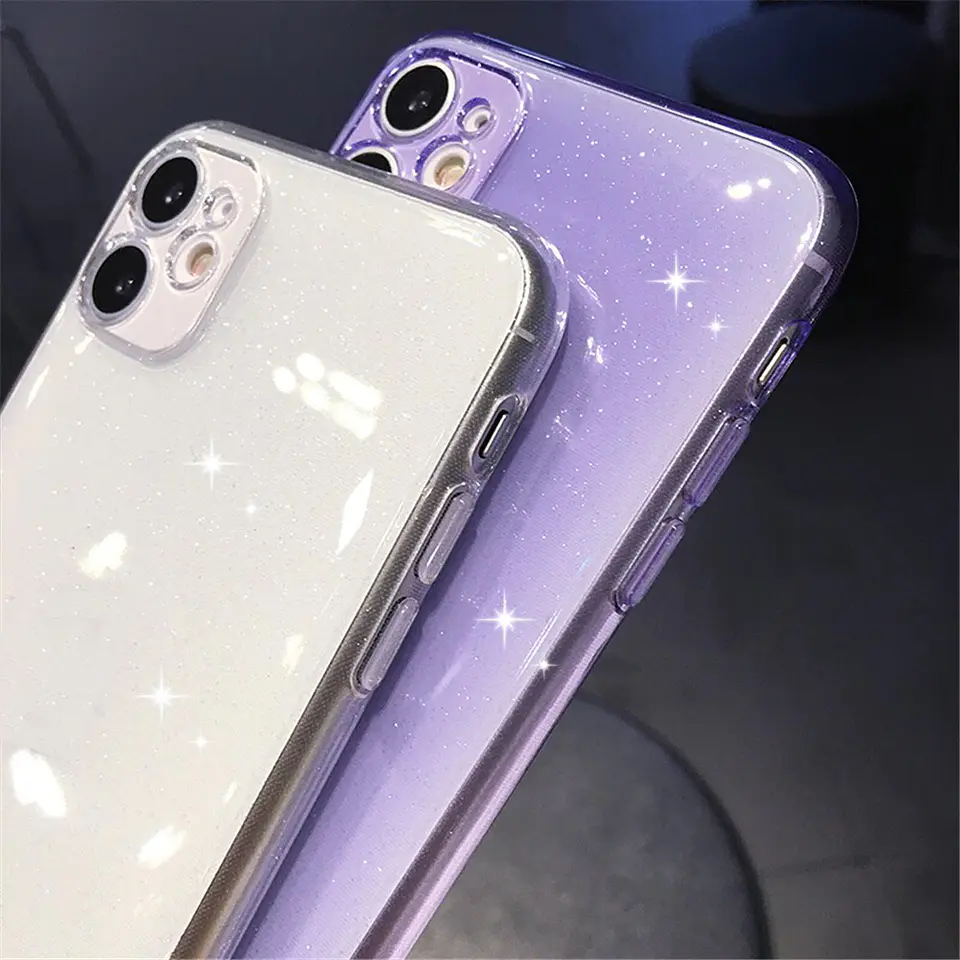 Carcasa para iPhone 11 / 12 / 13 / 14 Colores Candy Con Brillo Silicona 6
