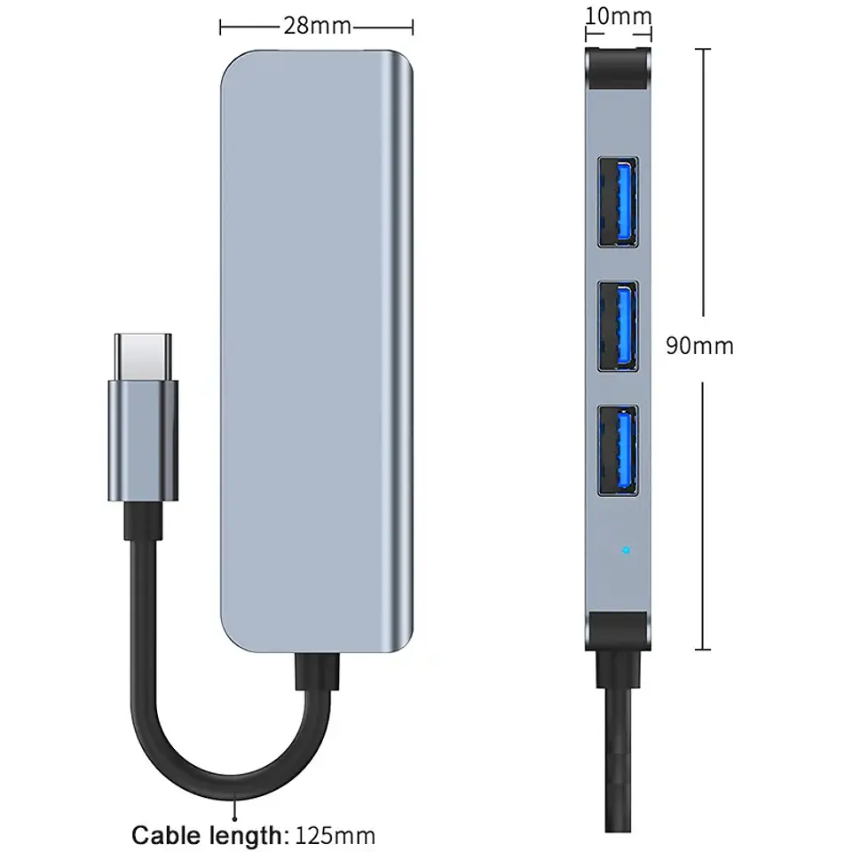 Adaptador Extensor Hub Usb 3.0 Tipo C 4 En 1 Para Macbook 5