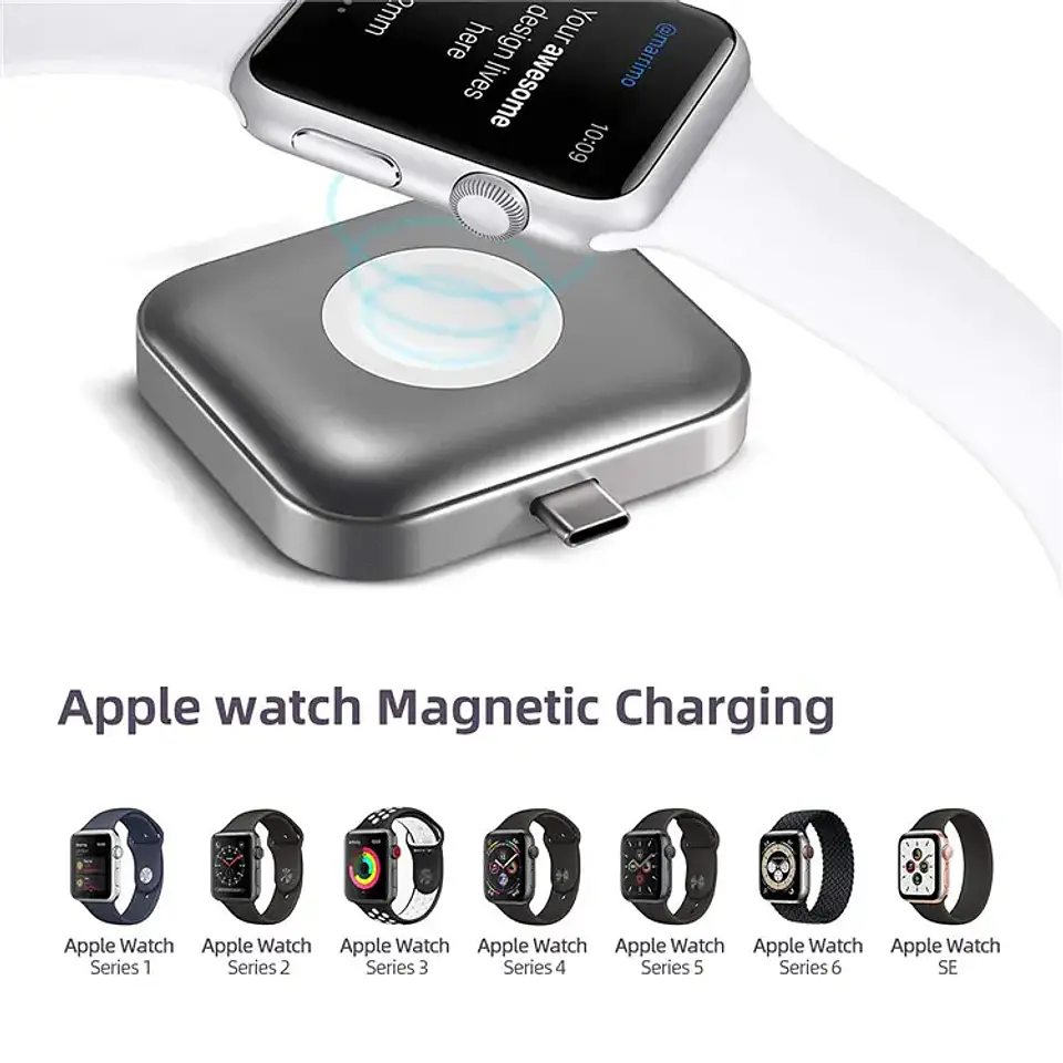 Cargador Portatil Tipo C 2 En 1 Para Apple Watch Y AirPods 5