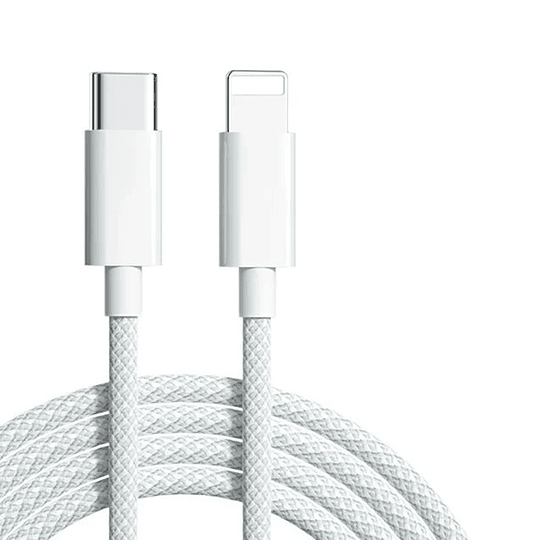 Cable Usb Tipo C a Lightning Carga Rapida Nylon Trenzado Para iPhone 1mt
