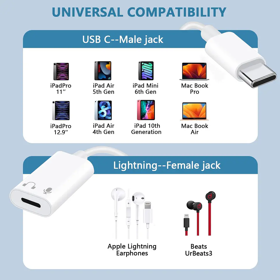 Adaptador Usb C Audifonos Para Macbook iPad iPhone 2