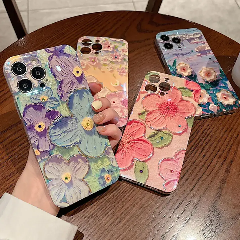 Carcasa para iPhone con Flores 3D 2