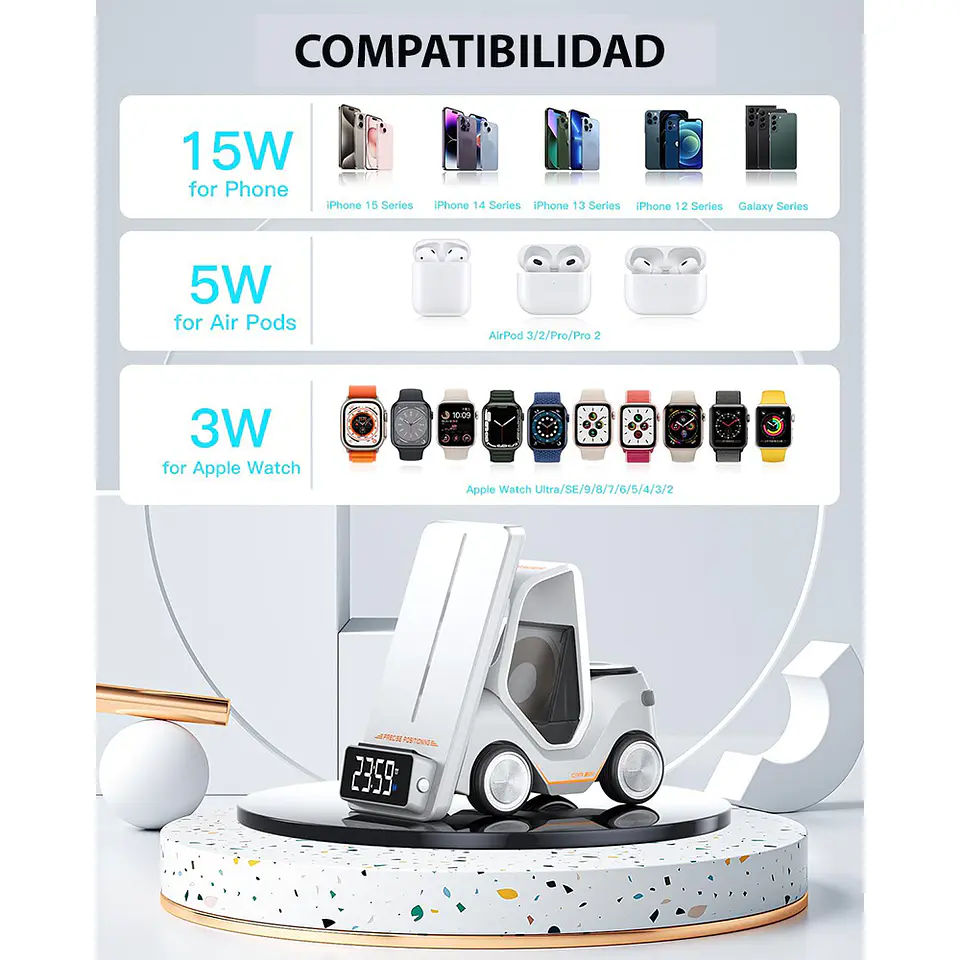 Estación De Carga Rapida Con Reloj Para iPhone 6