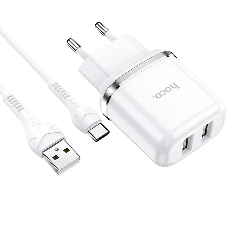 Cargador USB Doble + Cable Tipo C 2