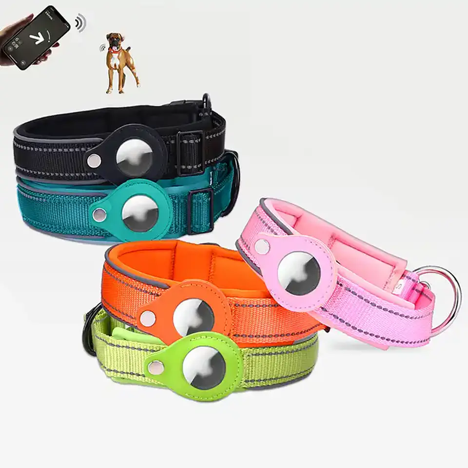Collar Correa Perro Para Airtag Reforzada Reflectante 1
