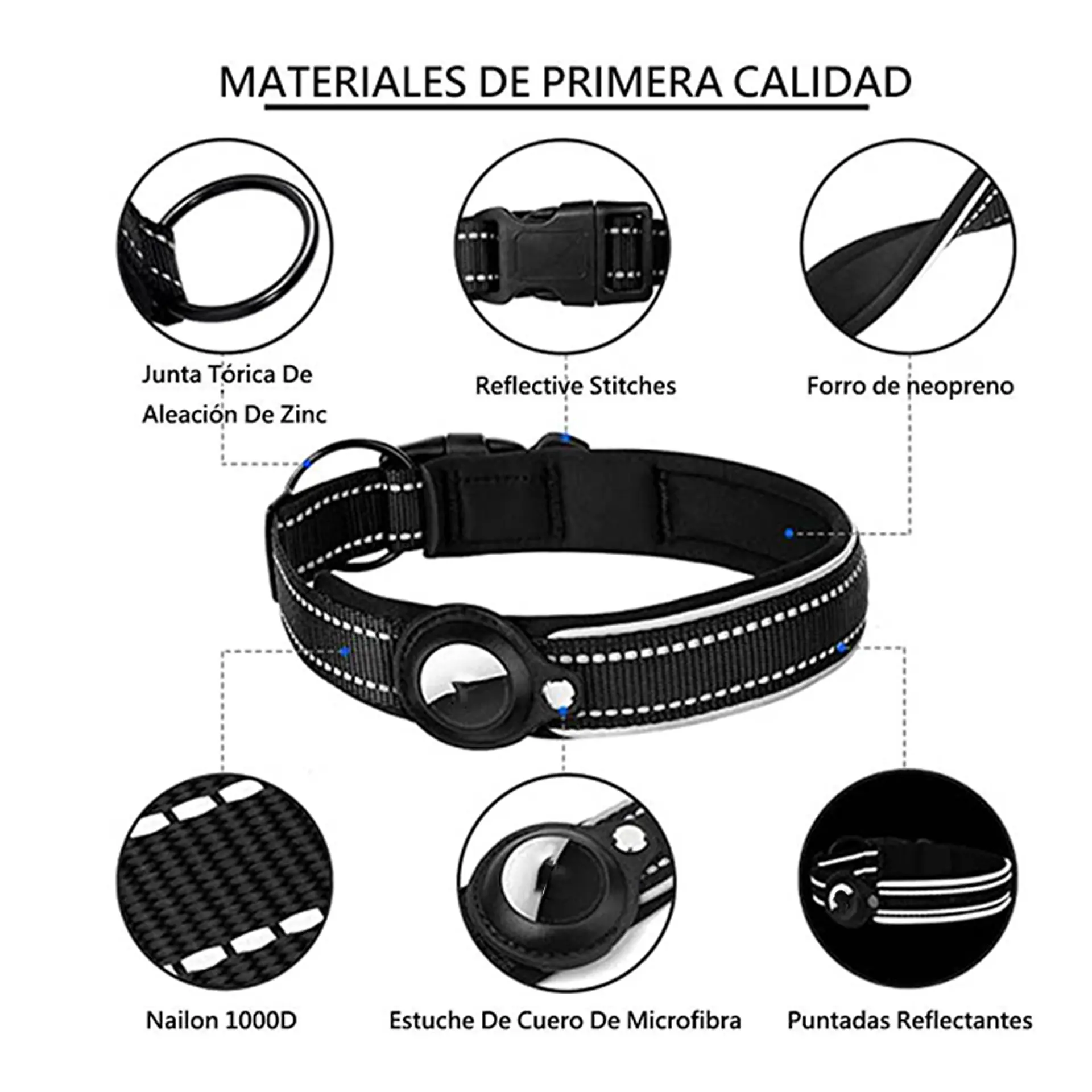 Collar Correa Perro Para Airtag Reforzada Reflectante 5