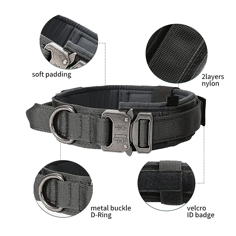 Collar Para Perro Reforzado Táctico Ajustable Resistente 4