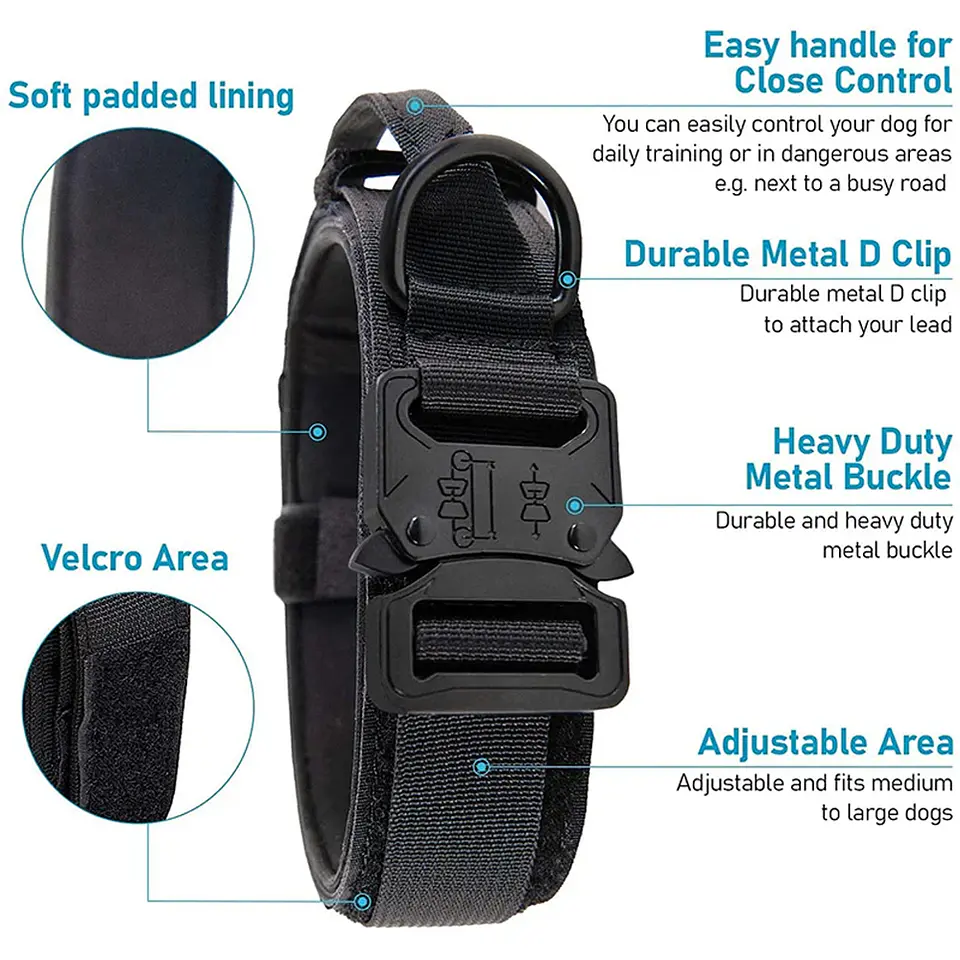 Collar Para Perro Reforzado Táctico Ajustable Resistente 6