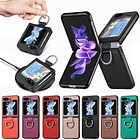 Carcasa Para Samsung Z Flip 5 Cuero Premium Con Anillo 1